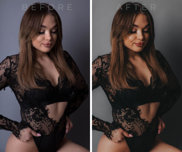 Brunetka w czarnym koronkowym body. Instrukcja presetów