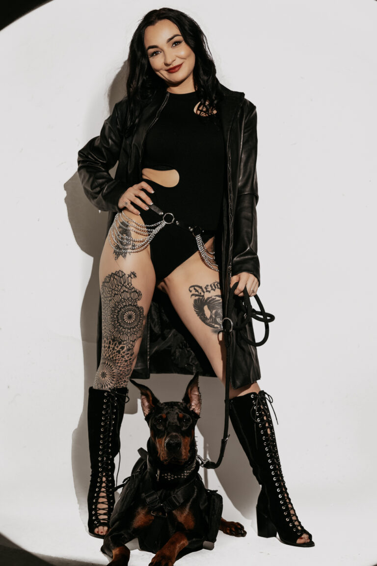 Sesja z dobermanem