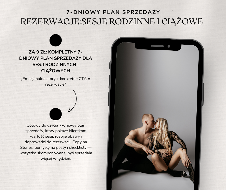 Plan sprzedaży dla fotografów sesje rodzinne i ciążowe