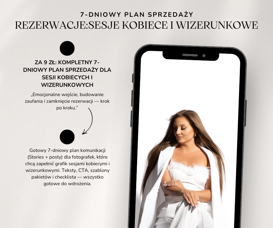 Sesja kobieca sesja wizerunkowa plan sprzedaży