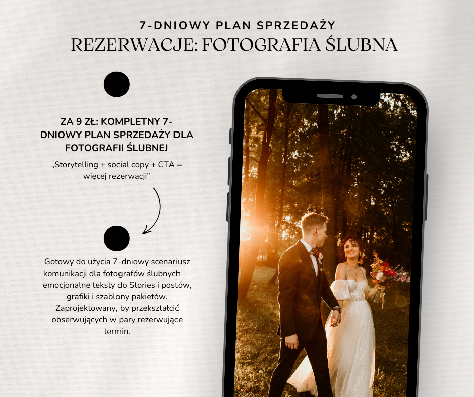 Plan sprzedaży fotografia ślubna