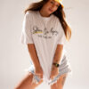 T-shirt damski oversize "Sfocię Cię lepiej niż Twój ex"